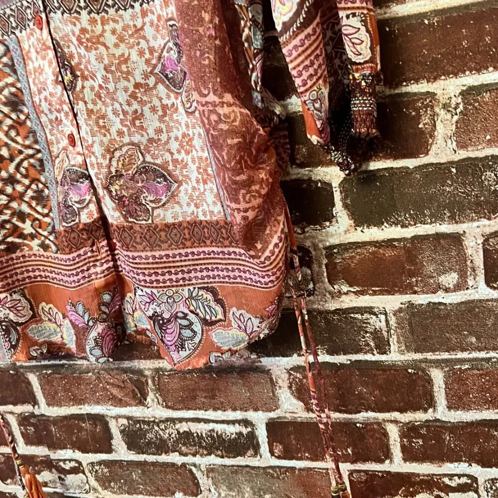 Cream Brand Boho Paisley Button Up Shirt - Size 36 (US Small) - Picture 4 of 9